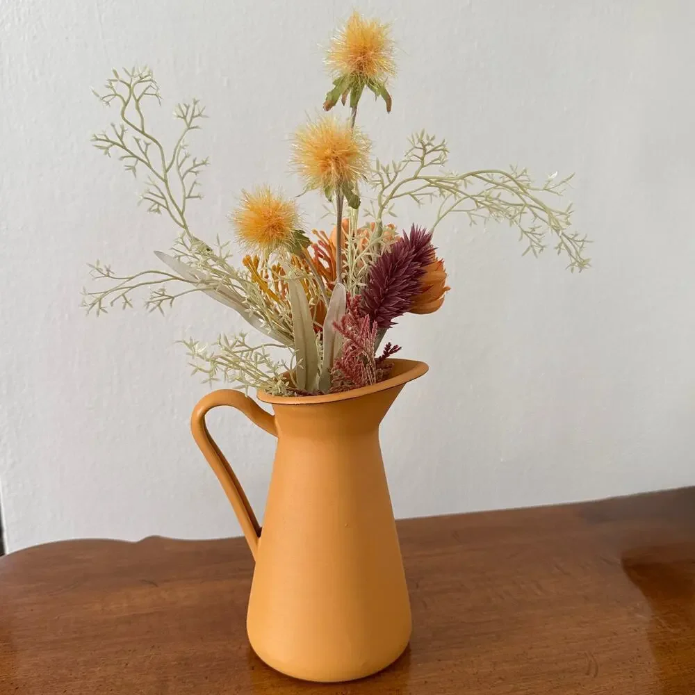 IKEA SOCKERART Mustard Yellow Pitcher with Arrangement 6 5/8